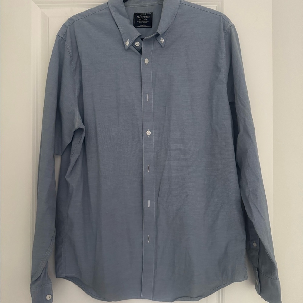 Abercrombie & Fitch men’s stretch blue casual bottom down shirt top size large